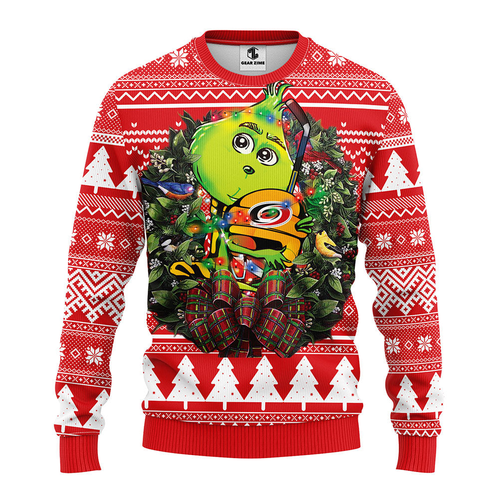 Carolina Hurricanes Grinch Hug Ugly Sweater Christmas - bottexbabe