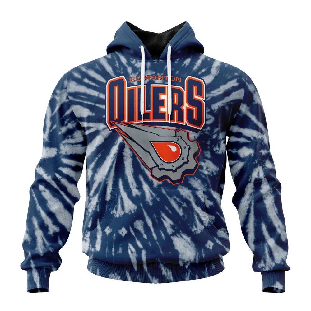 NHL Edmonton Oilers Awesome Retro Vintage Tie Dye Custom Name and Number Hoodie