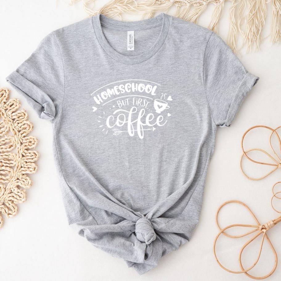 Homeschool but first coffee  white T-Shirt