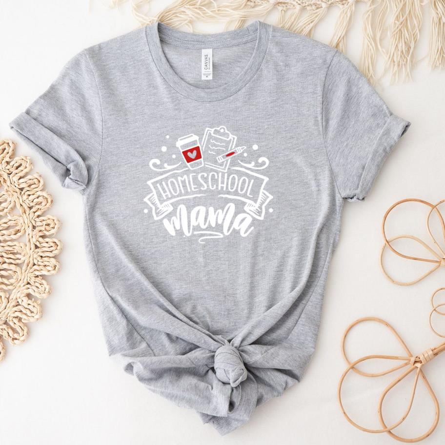 Homeschool mama and white T-Shirt