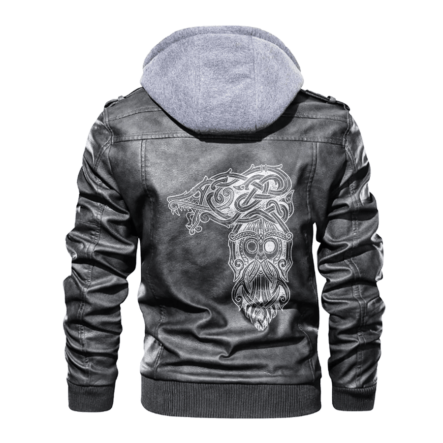 Tspinners - Viking Fenrir and Odin Celtic Style Leather Jacket A35