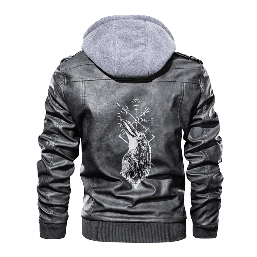 Tspinners - Viking Raven and Vegvisir Leather Jacket A35