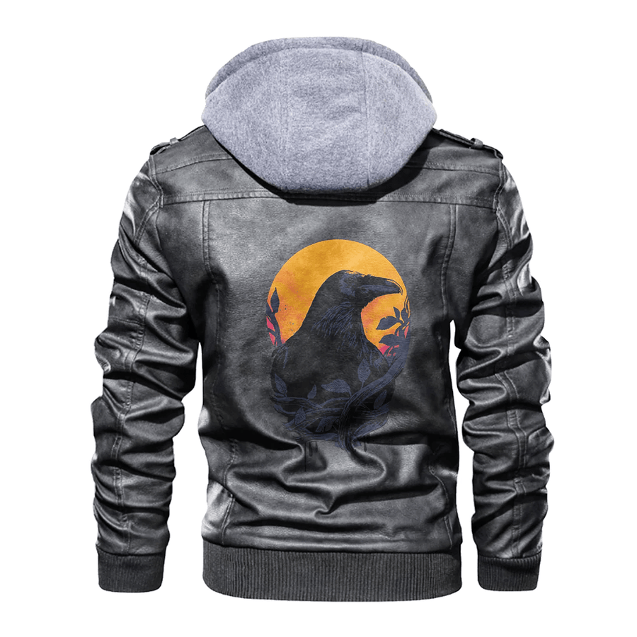 Tspinners - Viking Raven Black and Sun Leather Jacket A35