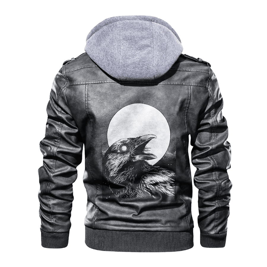 Tspinners - Viking Raven Black and Moon Leather Jacket A35