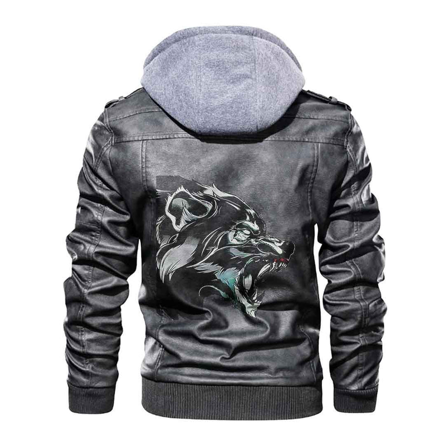 Tspinners - Viking Wolf Fenrir Black Leather Jacket A35
