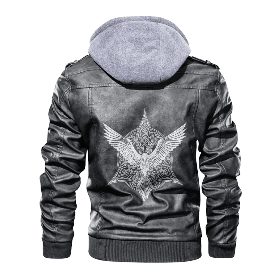 Tspinners - Viking Raven Symbol Celtic Leather Jacket A35