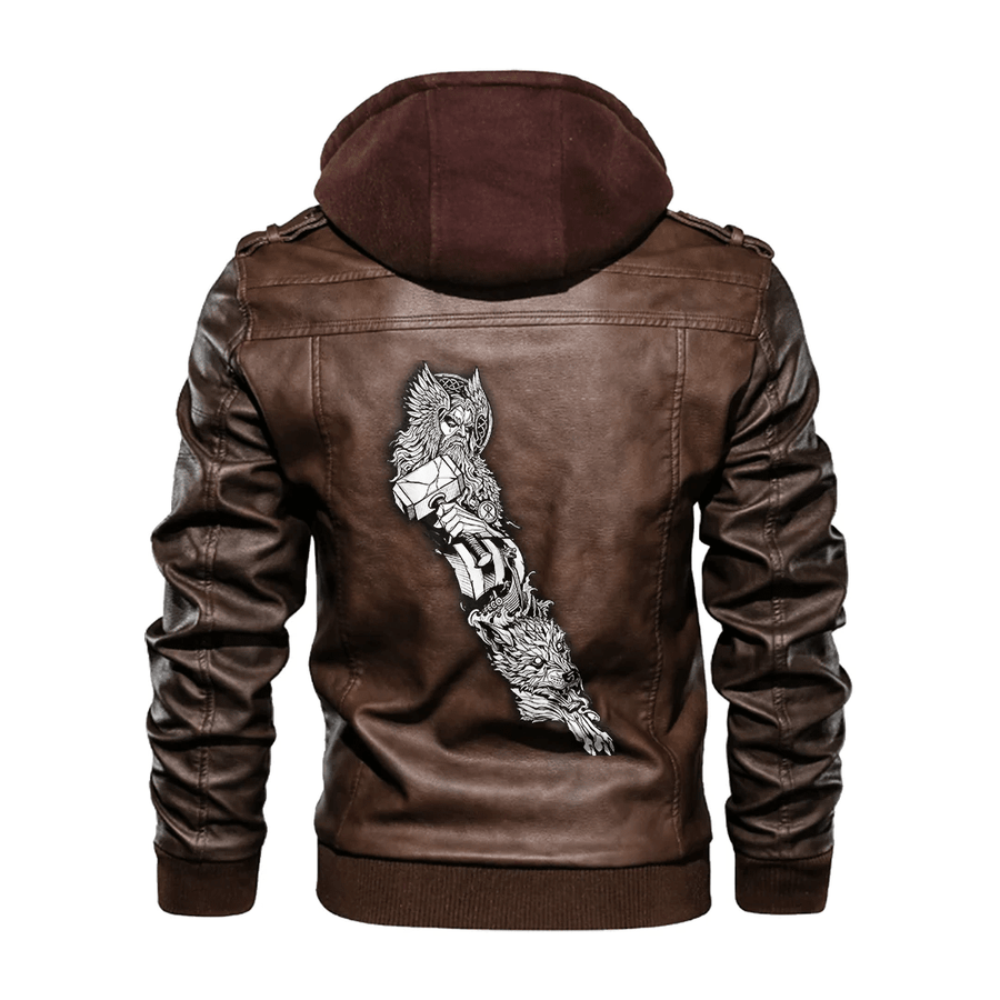 Tspinners - Viking Viking Fenrir and Thor Leather Jacket A35 - Image 4