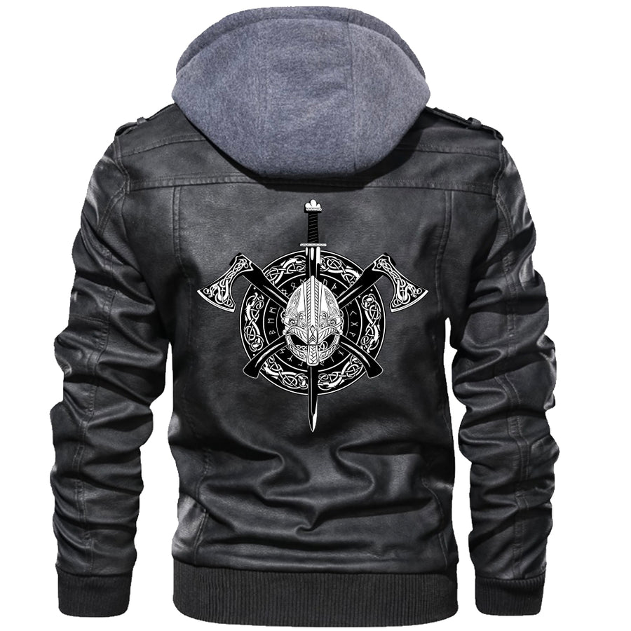 Tspinners Zipper Leather Jacket - Viking Weapons A21