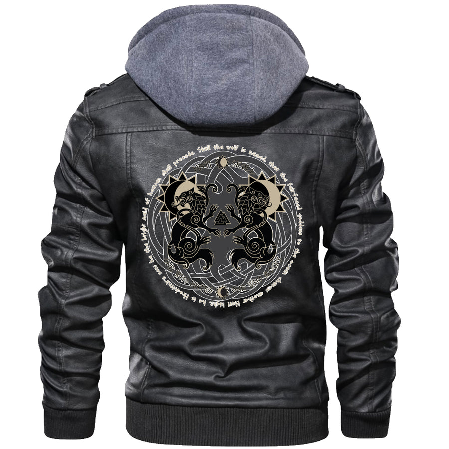 Tspinners Valknut Zipper Leather Jacket - Moon Wolf A21