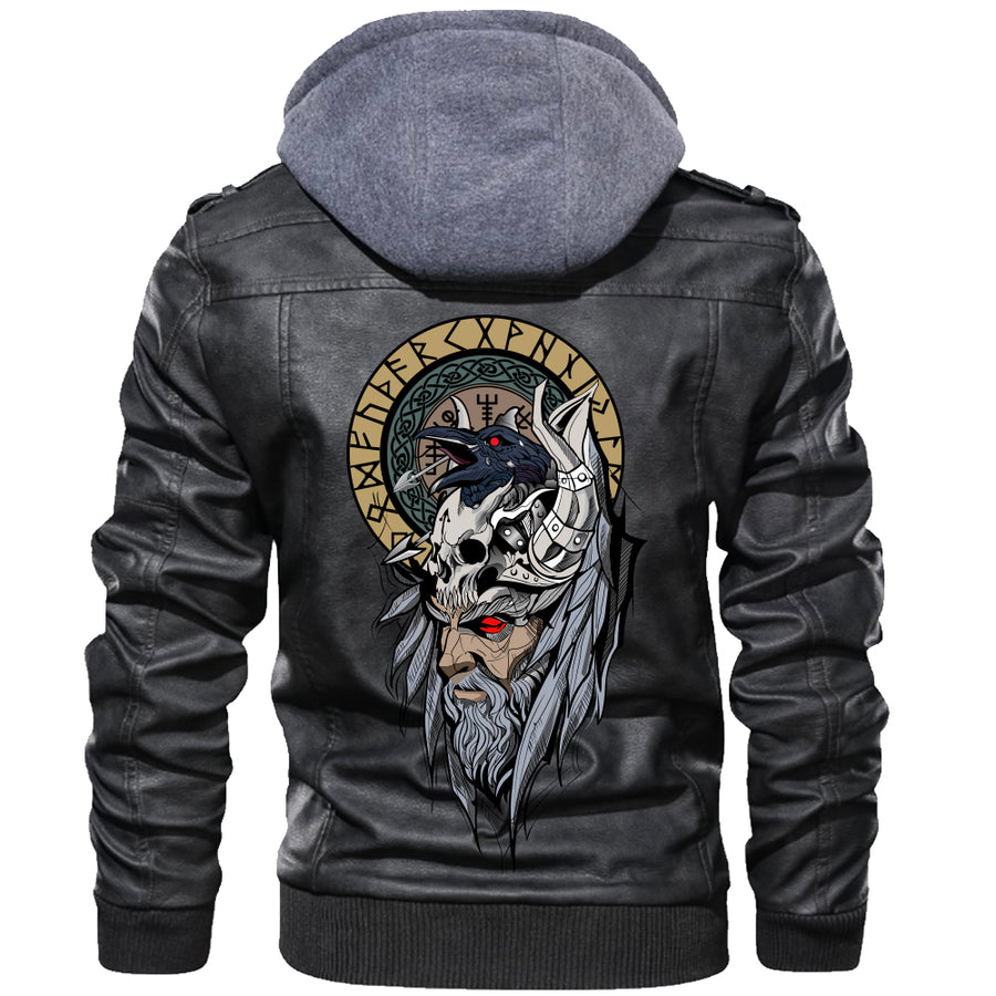 Tspinners Valknut Zipper Leather Jacket - Odin Head A21