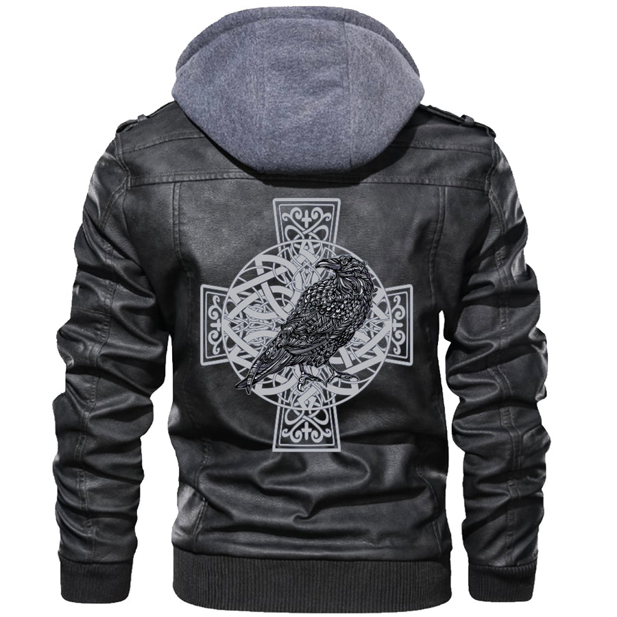 Tspinners Valknut Zipper Leather Jacket - Raven Cross A21