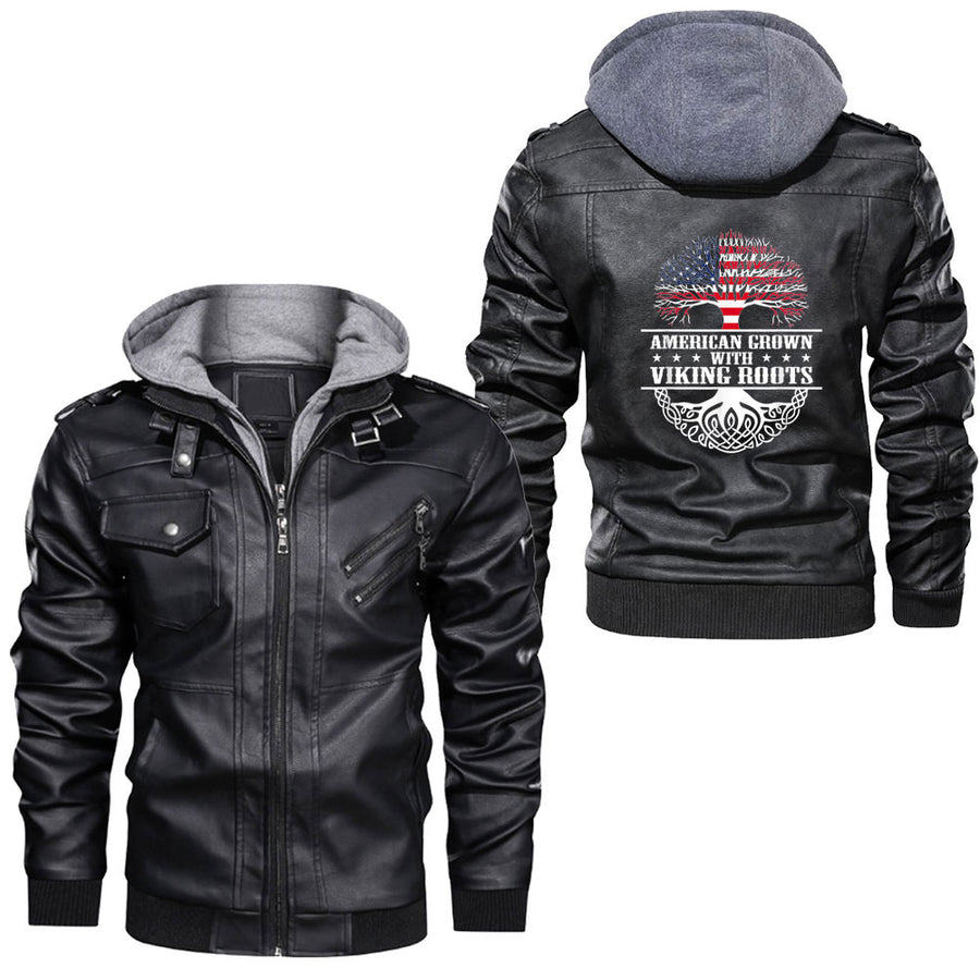 Tspinners - American Viking Axe Flag Til Valhalla Norse Mythology Leather Jacket A35