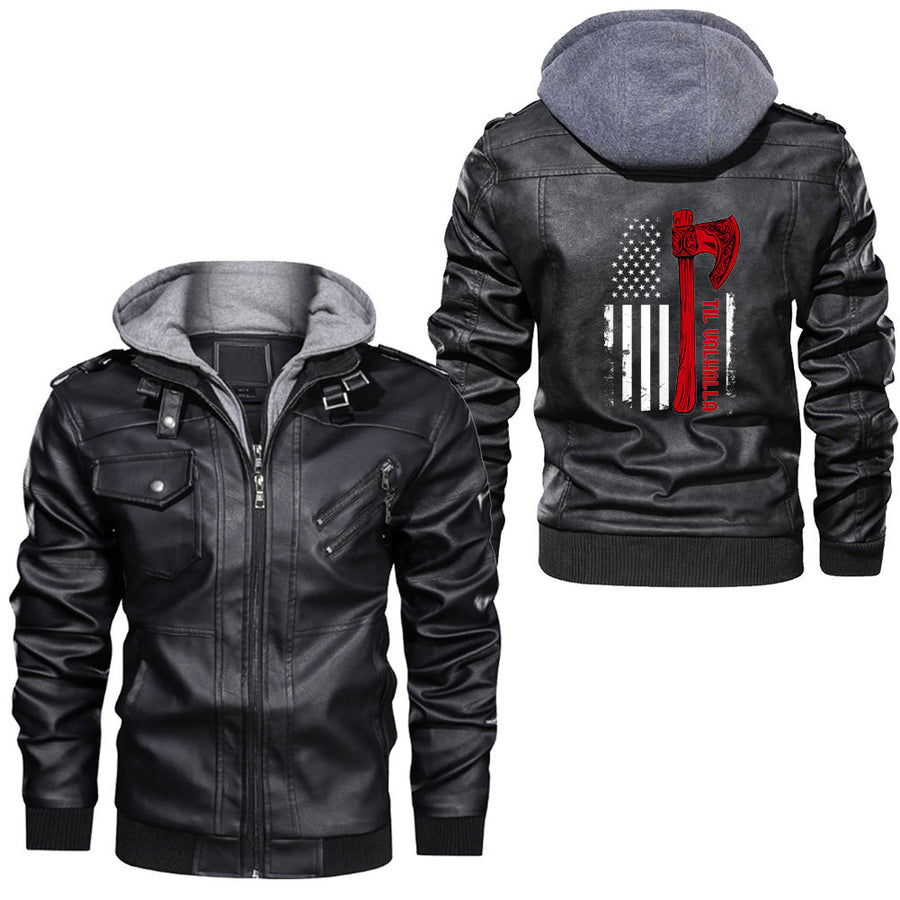 Tspinners - Axes Mjolnir Fenrir Valknut Leather Jacket A35