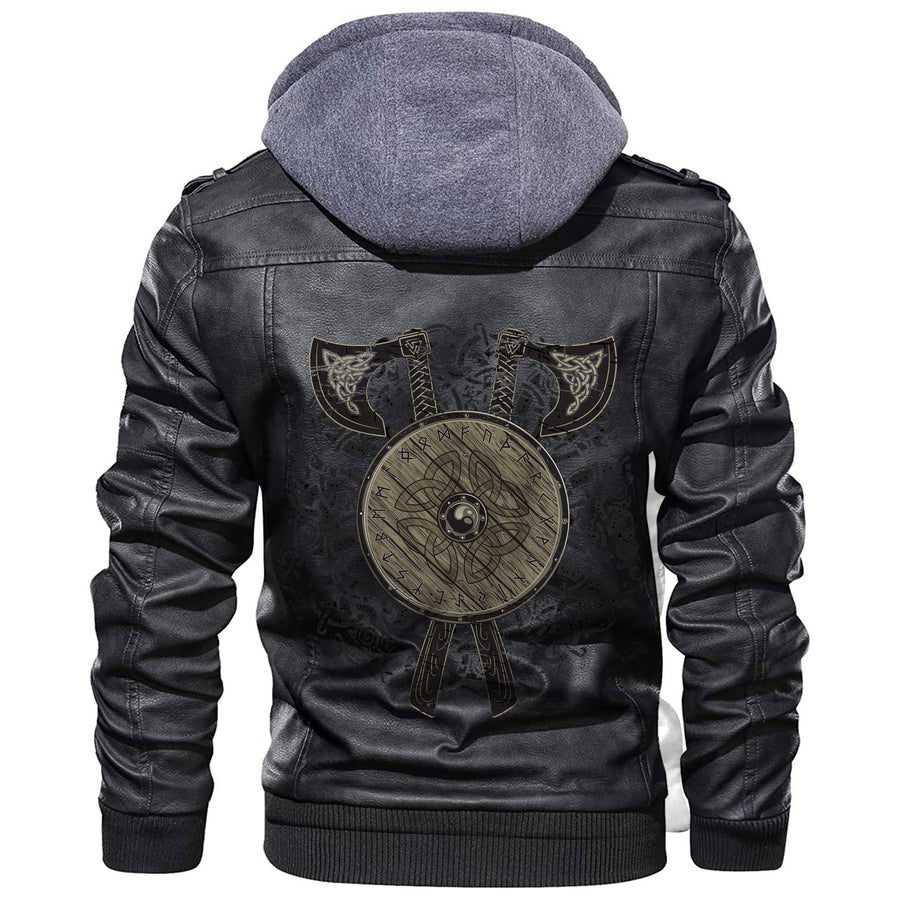 Tspinners - Battle Axes And Shield Leather Jacket A35