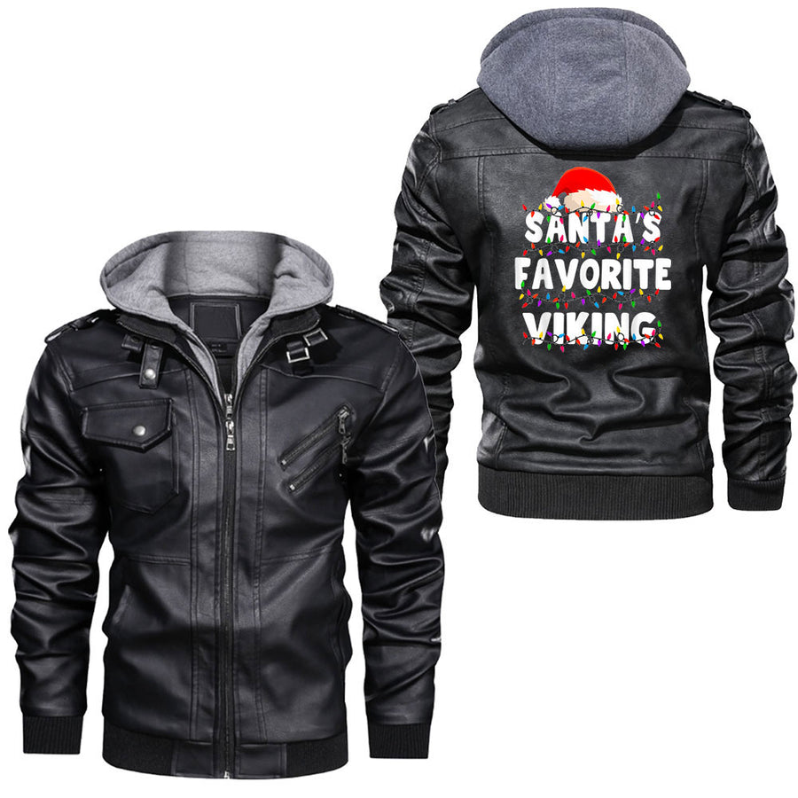 Tspinners - Classic Nordic Celtic Symbol Viking Compass Vegvisir Leather Jacket A35