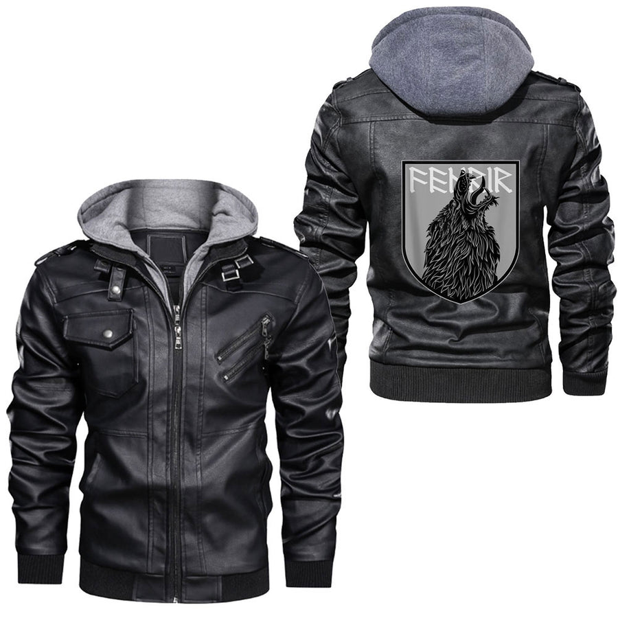 Tspinners - Fenrir the Wolf of Odin for Wolf Lover with Fenrir Wolf Leather Jacket A35