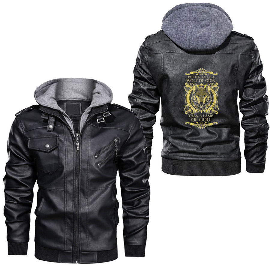 Tspinners - Fenrir Wolf Fenris Wolf Viking Vegvisir Valknut Leather Jacket A35
