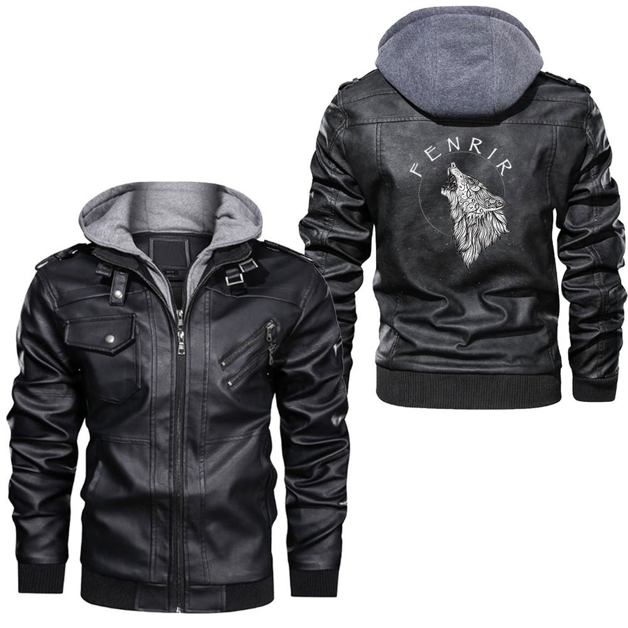 Tspinners - Fenrir Wolf of Odin Norse Mythology Viking Valhalla Wotan Leather Jacket A35