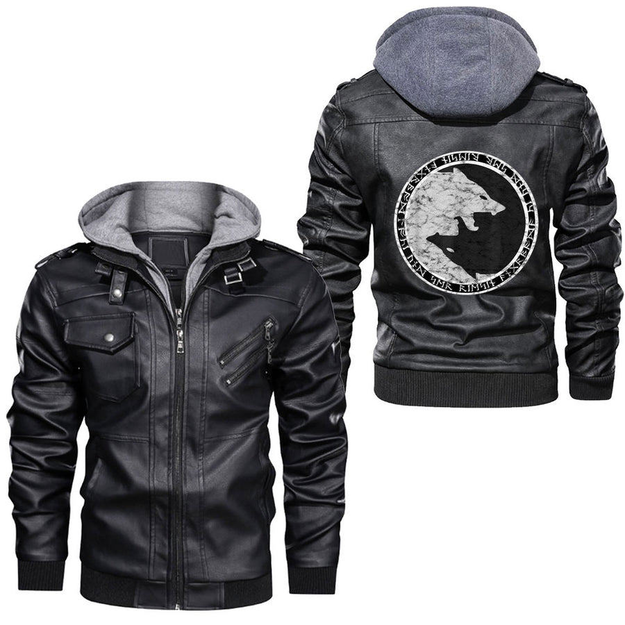 Tspinners - Fenrir Wolf Of Odin With Norse Runes Leather Jacket A35