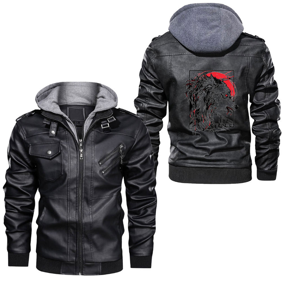 Tspinners - Fenrir Wolf Nordic Symbol Rune Thor Odin Norsemen Viking Leather Jacket A35
