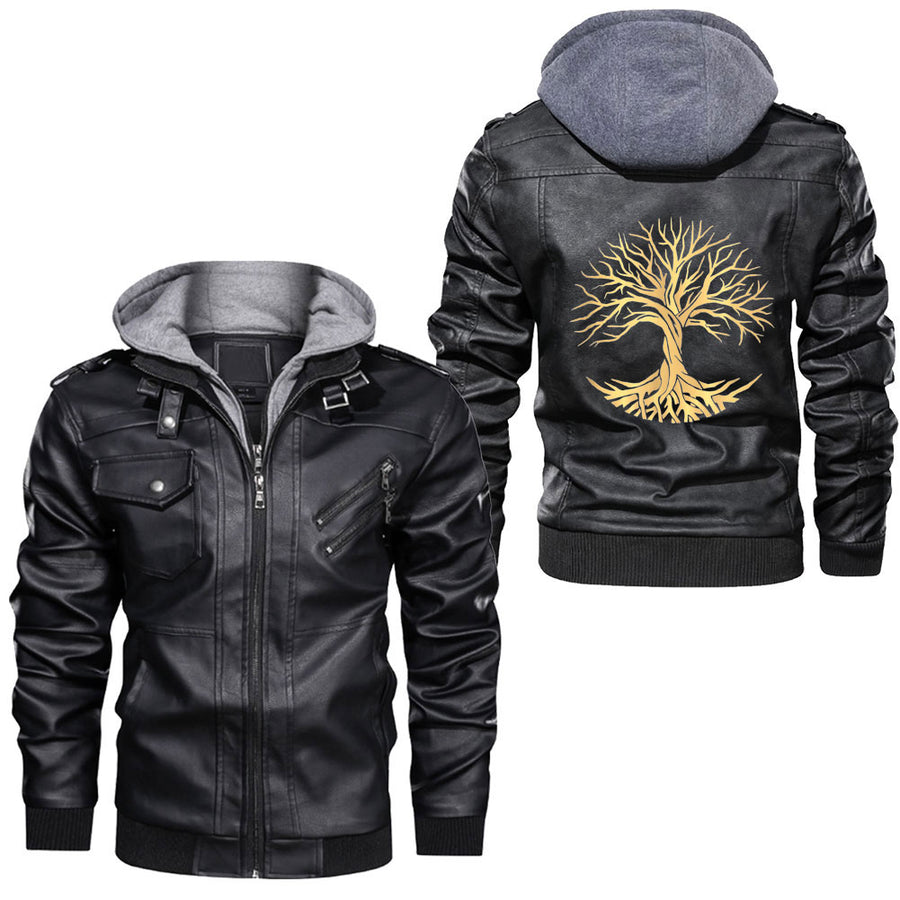 Tspinners - Toss A Coin Wolf Graphic Mystery Leather Jacket A35