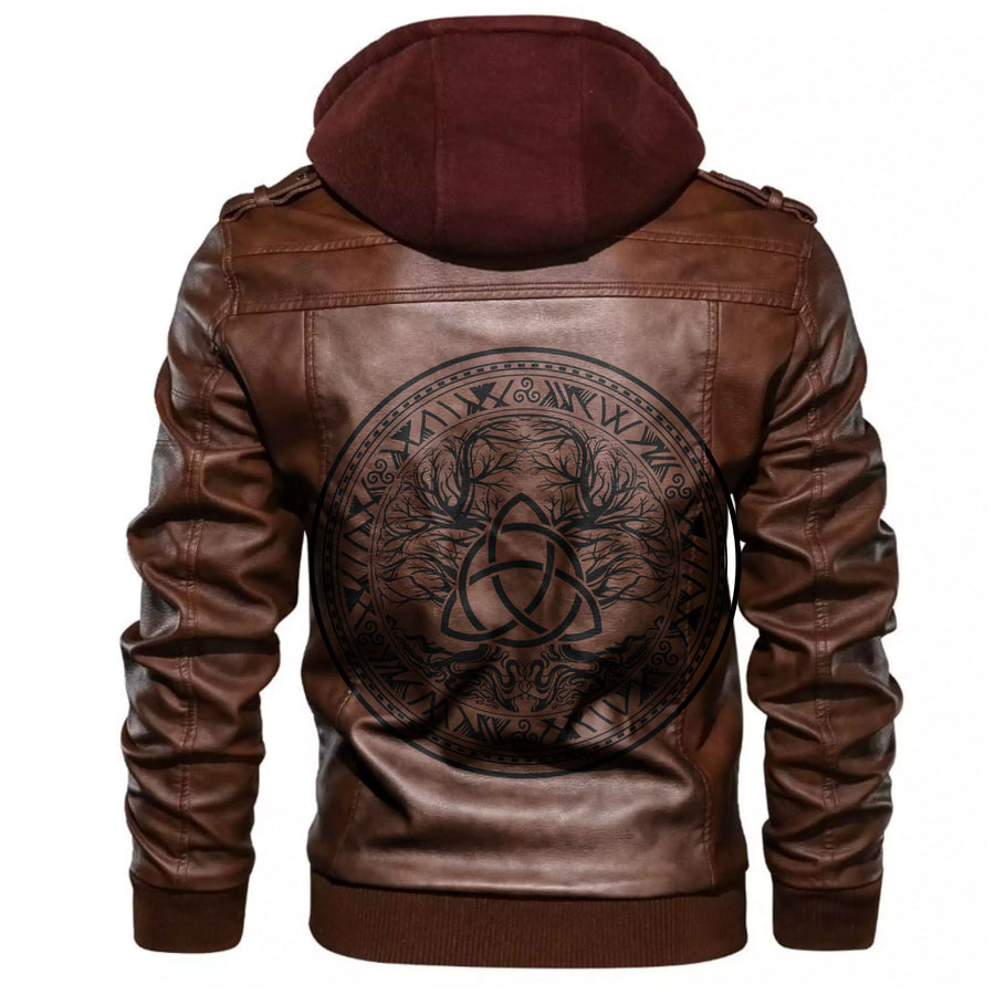 Tspinners - Yggdrasil Tree Of Life Celtic Leather Jacket A35 - Image 6