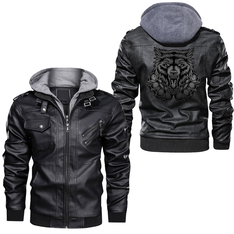 Tspinners - Howling Fenrir Wolf Nordic Mythology Leather Jacket A35