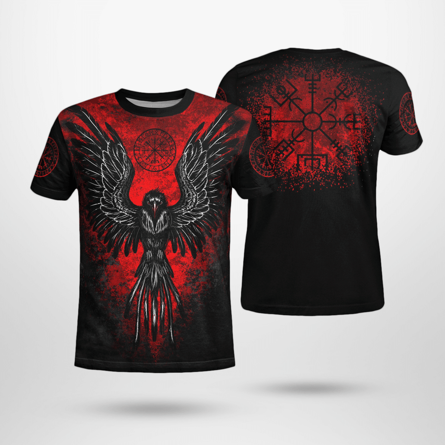 Tspinners Clothing - VIKING RAVEN VEGVISIR - VIKING T-Shirt