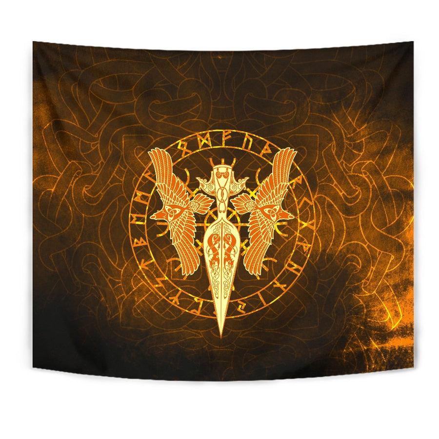 Tspinners Tapestry Gold Spear Of The God Odin - Gungnir And Two Gold Ravens A27