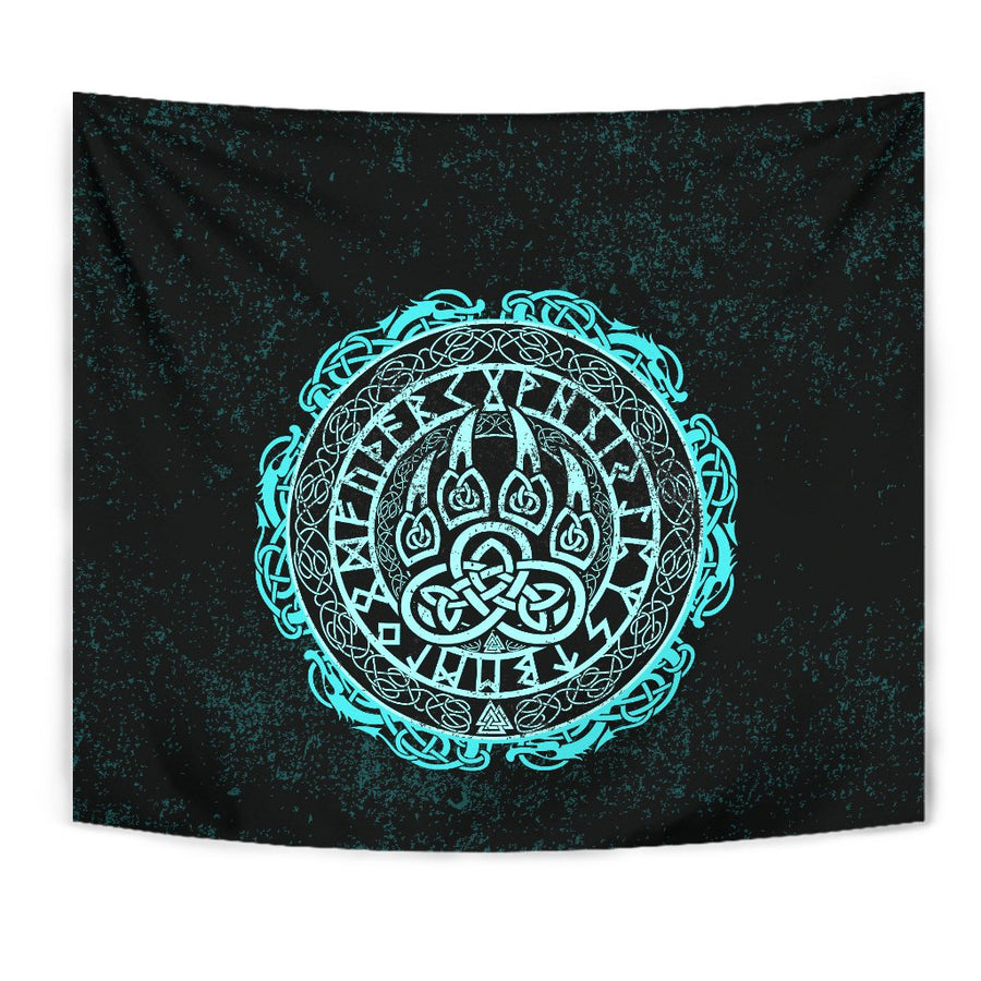 Tspinners Tapestry - Viking Bear Claws Cyan Tattoo A27