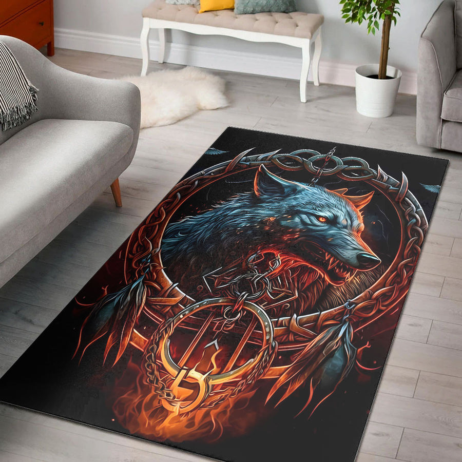 Tspinners Home Decor - Fenrir and Chain Fire Area Rug A35