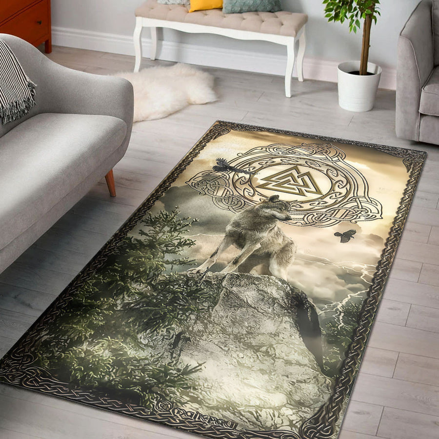 Tspinners Home Decor - Fenrir,Valknut,Hugin and Munin Area Rug A35