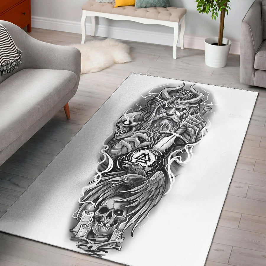 Tspinners Home Decor - Odin and Skull Area Rug A35