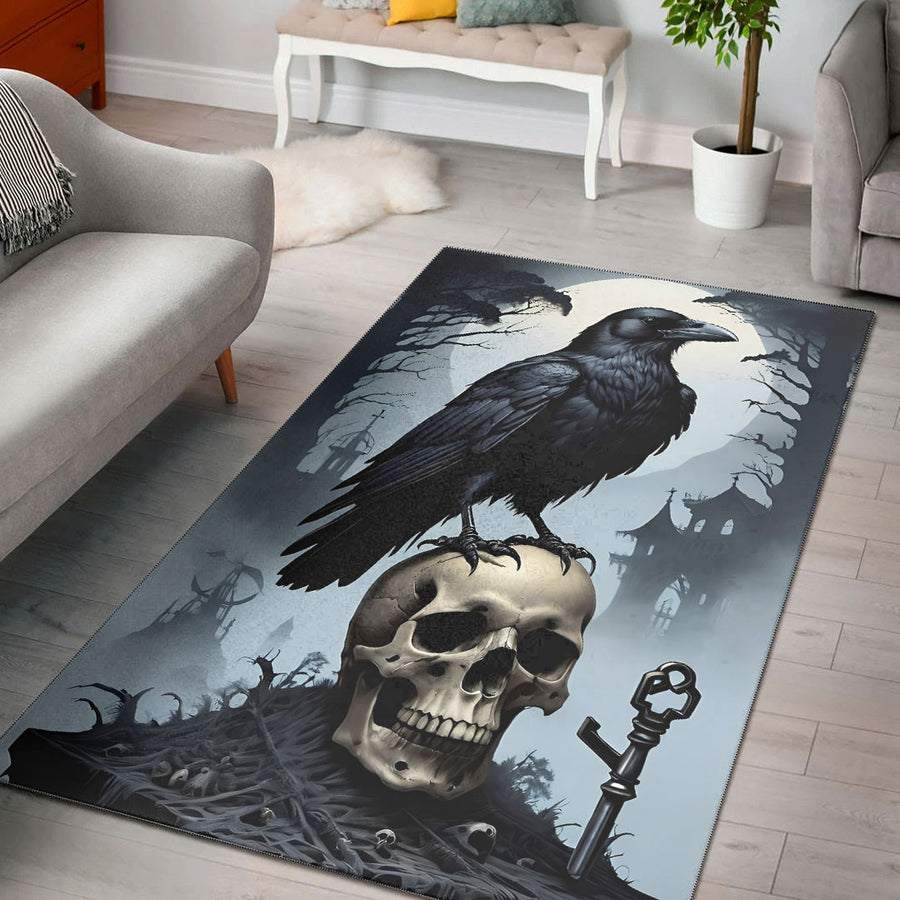 Tspinners Home Decor - Raven and Skull Area Rug A35