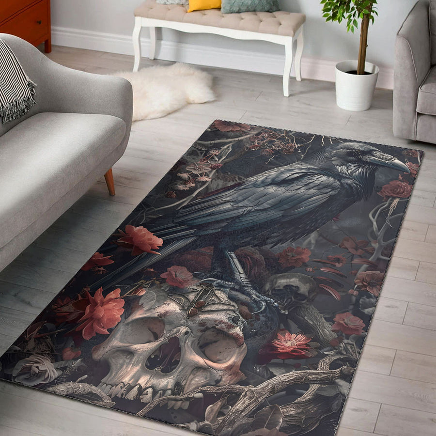Tspinners Home Decor - Raven Rose and Skull Area Rug A35