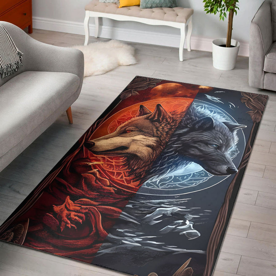 Tspinners Home Decor - Skoll and Hati Ice and Fire Area Rug A35