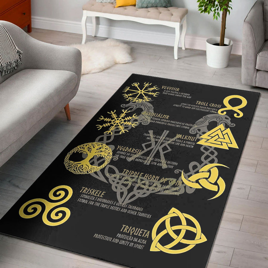 Tspinners Home Decor - Viking and Celtic Symbol Area Rug A35