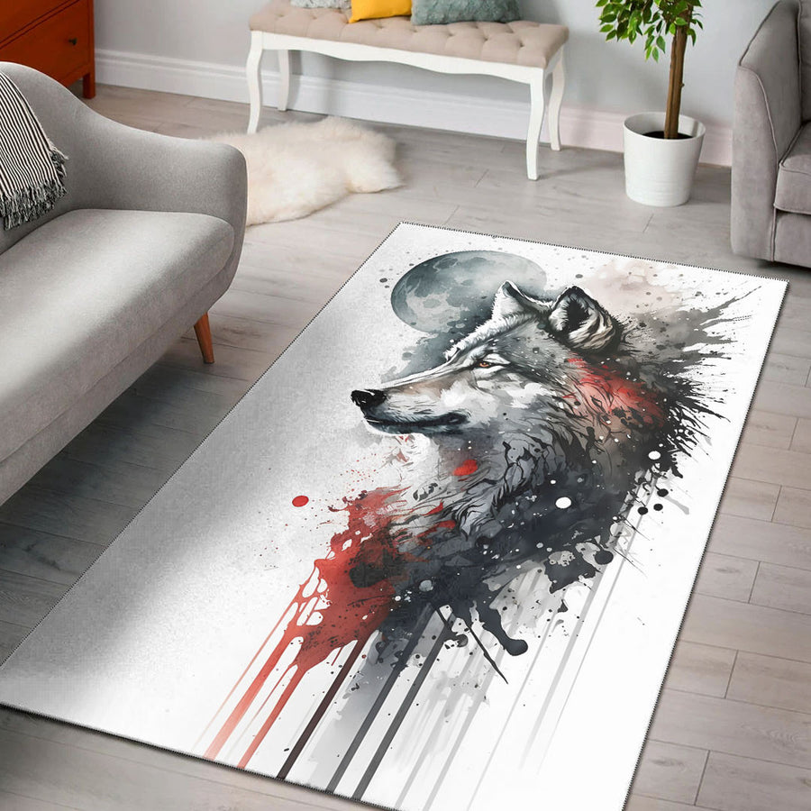 Tspinners Home Decor - Wolf and Moon Stylized Area Rug A35