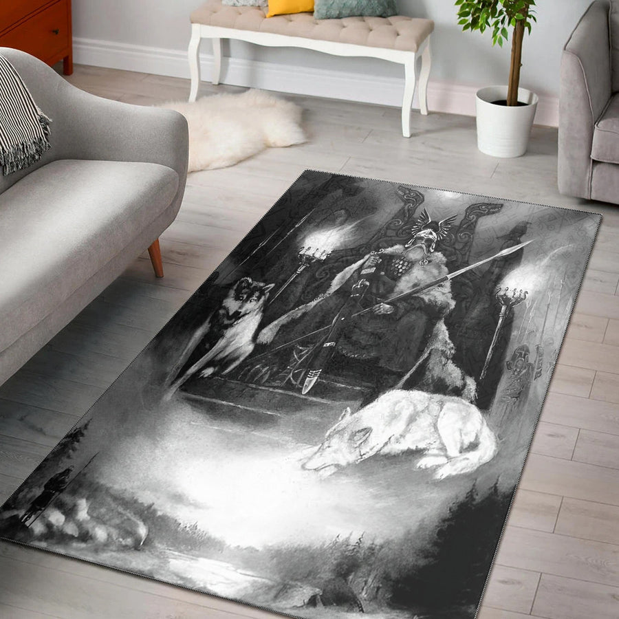 Tspinners Area Rug - King Odin Viking Wolf Area Rug A35