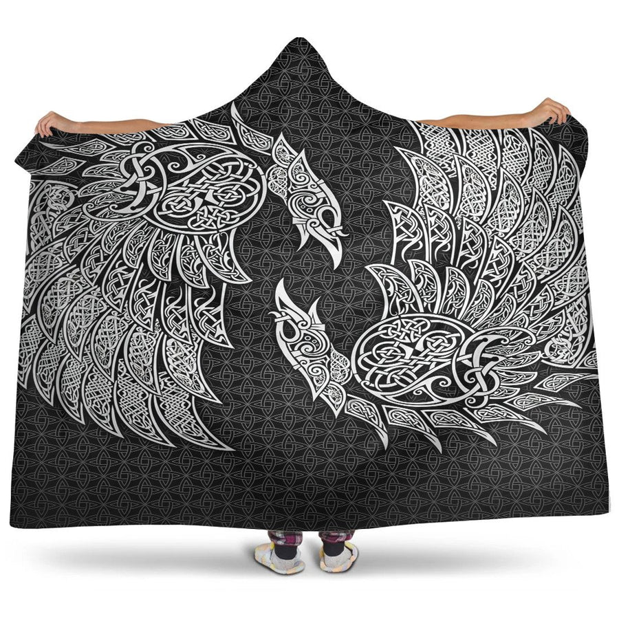 Tspinners Hooded Blanket - Raven Hugin and Munin of Asgard A35