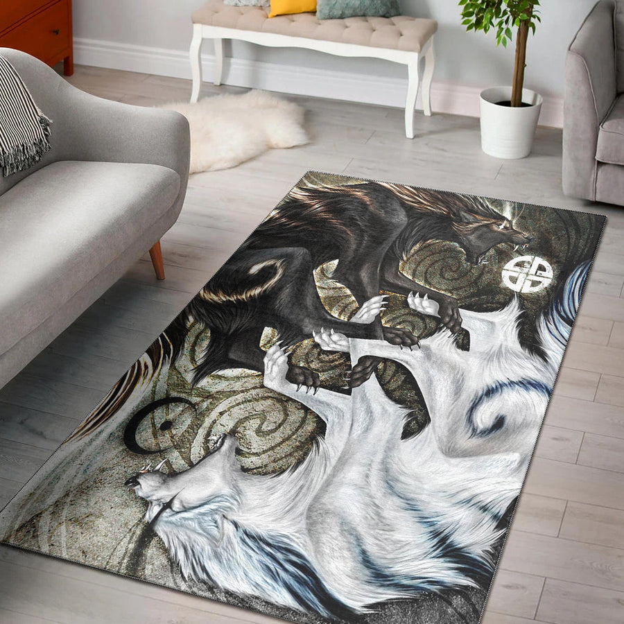 Tspinners Area Rug - Skoll and Hati Ying Yang Style Area Rug A35