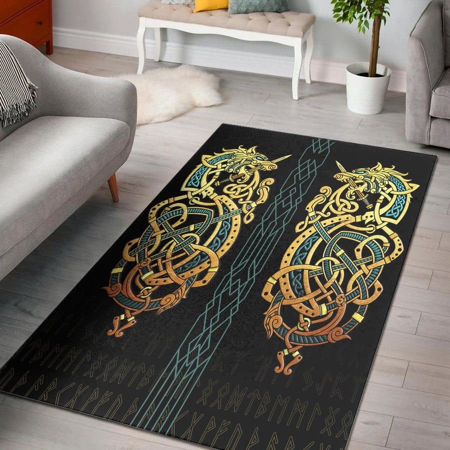 Tspinners Area Rug - Celtic Dragon Gold Area Rug A35