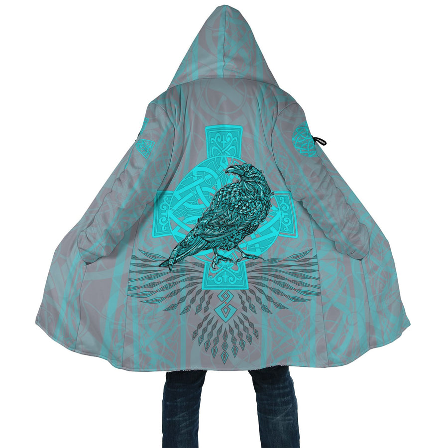 Tspinners - Cloak Odinâ€™s Celtic Raven Scandinavian Tattoo Style Cyan A27