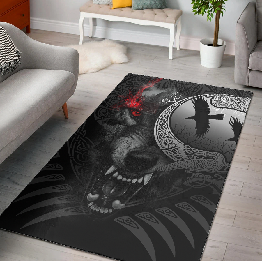 Tspinners Area Rug - Angry Moon Wolf Area Rug A31