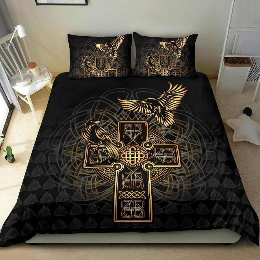 Tspinners Bedding Set - Odin's Celtic Raven Tattoo A31