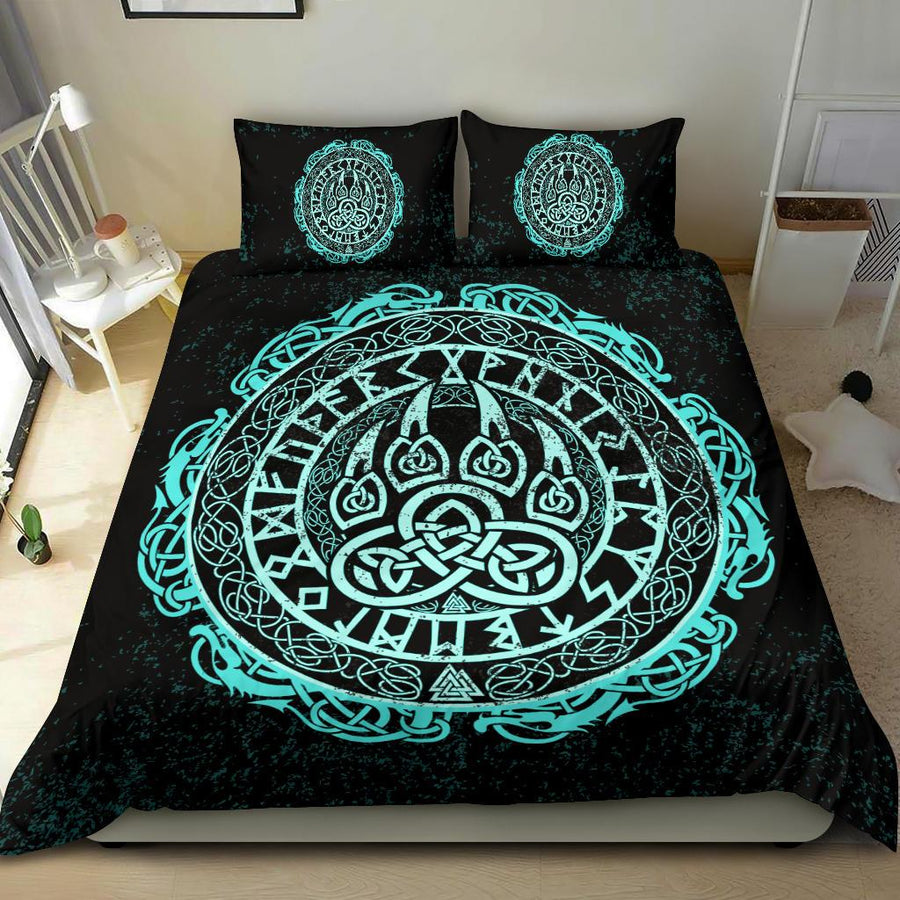 Tspinners Bedding Set - Viking Bear Claws Cyan Tattoo A27