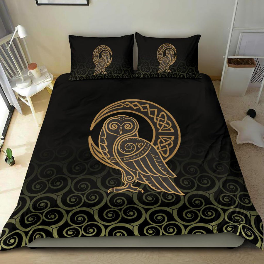 Tspinners - Bedding Set Owl Celtic On Triskels Background A27
