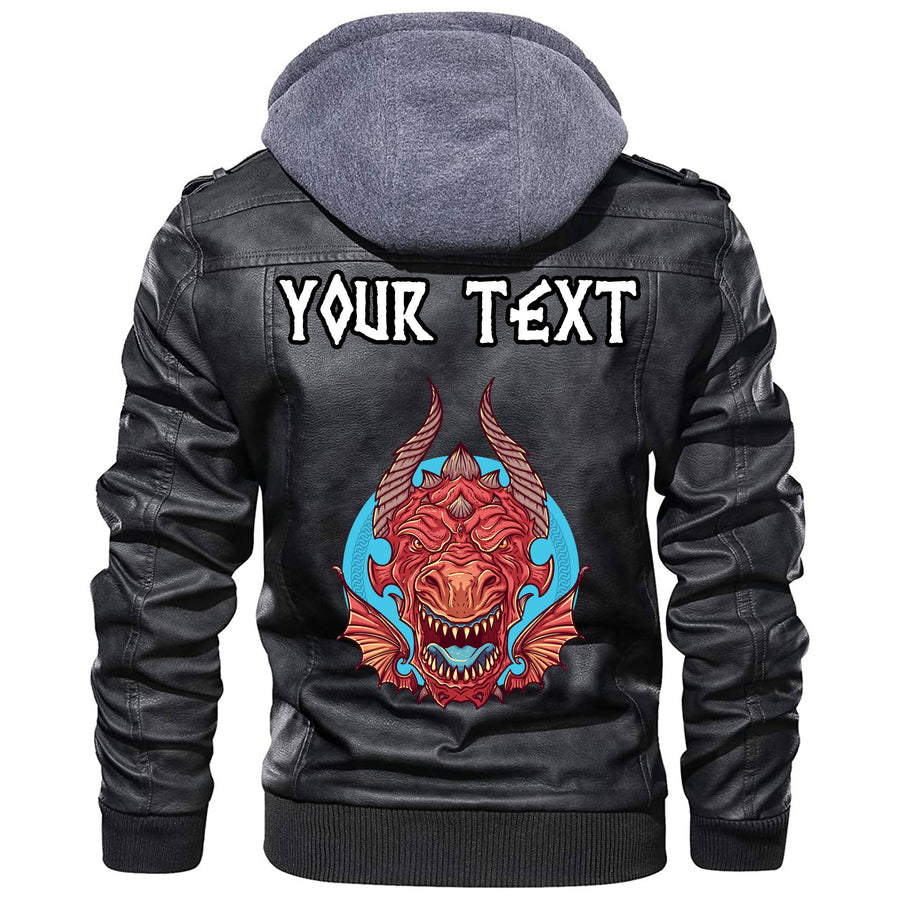 (Custom) Tspinners - Bearded Warrior Skull With Crossed Axes Leather Jacket A35