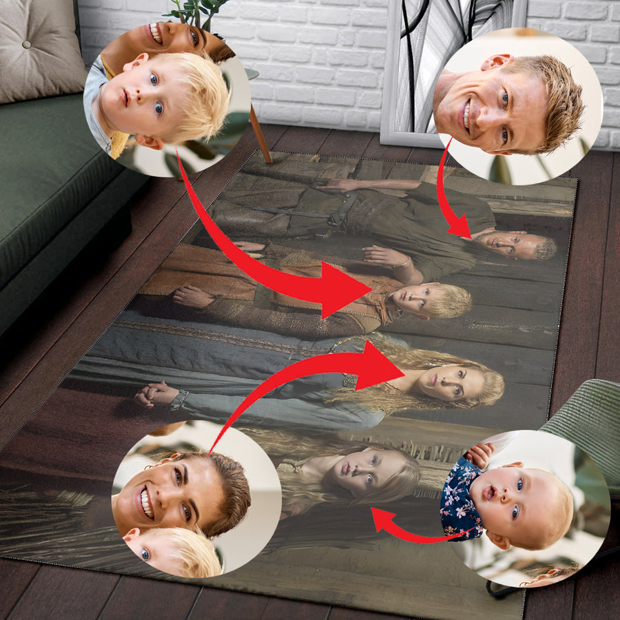 Tspinners Area Rug Personailzed - Personal Portrait In The Picture Family of Four Tspinners Area Rug A35
