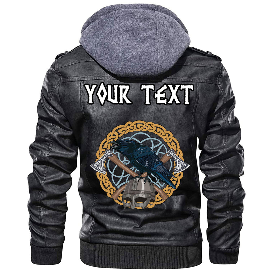 (Custom) Tspinners - Black Crow Sitting On Branch Of An Oak Tree Leather Jacket A35